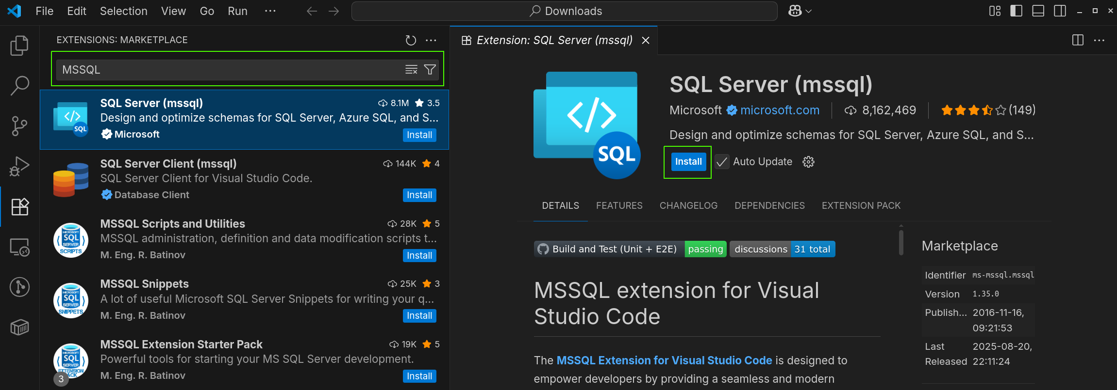 MSSQL Extensie